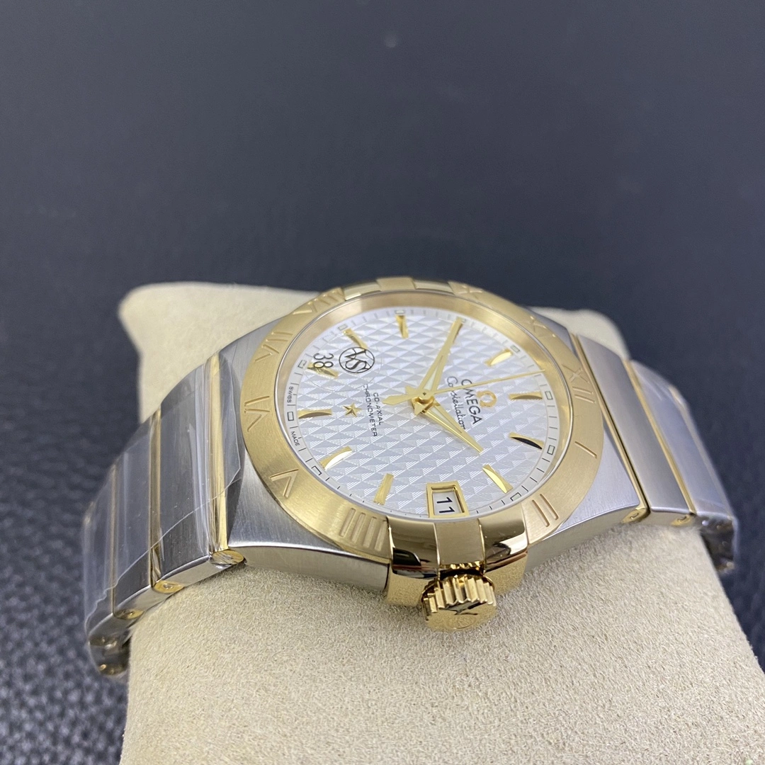 CBD Factory Omega Constellation Co-Axial 35mm Two-Tone White Pattern Dial (123.20.35.20.02.006) 1:1 Super Clone – DD2500 Movement ComfortFit 323